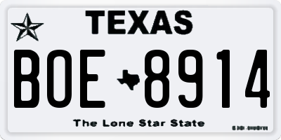 TX license plate BOE8914