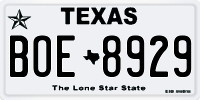 TX license plate BOE8929