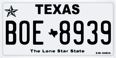 TX license plate BOE8939