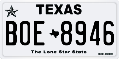 TX license plate BOE8946