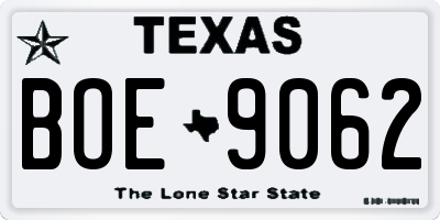 TX license plate BOE9062