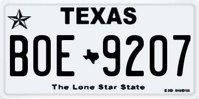 TX license plate BOE9207