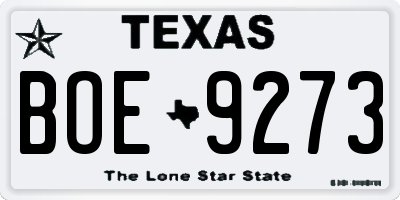 TX license plate BOE9273