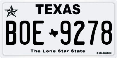 TX license plate BOE9278