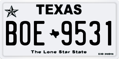 TX license plate BOE9531