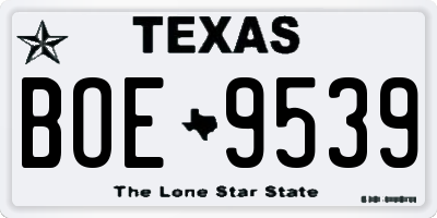 TX license plate BOE9539
