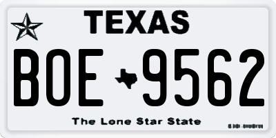 TX license plate BOE9562
