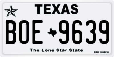 TX license plate BOE9639