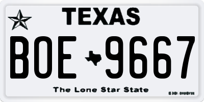 TX license plate BOE9667