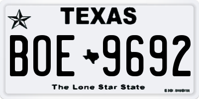 TX license plate BOE9692