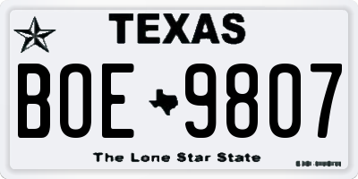 TX license plate BOE9807