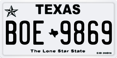 TX license plate BOE9869