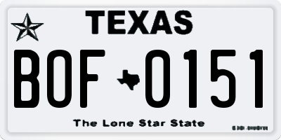 TX license plate BOF0151