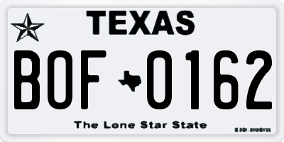 TX license plate BOF0162