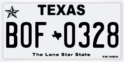 TX license plate BOF0328