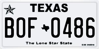TX license plate BOF0486