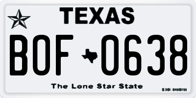 TX license plate BOF0638
