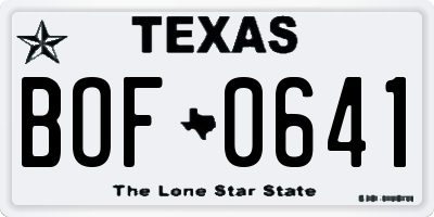 TX license plate BOF0641
