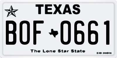 TX license plate BOF0661