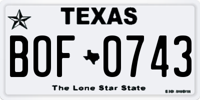 TX license plate BOF0743