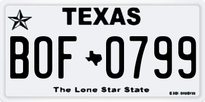 TX license plate BOF0799