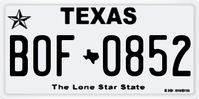 TX license plate BOF0852