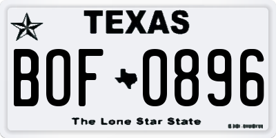 TX license plate BOF0896