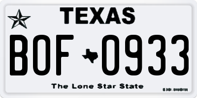TX license plate BOF0933
