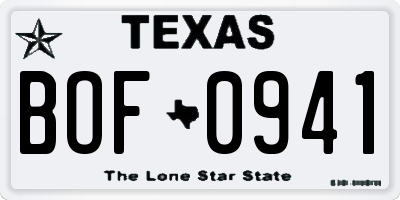 TX license plate BOF0941