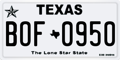 TX license plate BOF0950