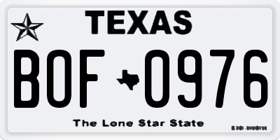 TX license plate BOF0976