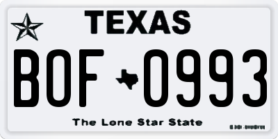 TX license plate BOF0993