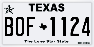 TX license plate BOF1124