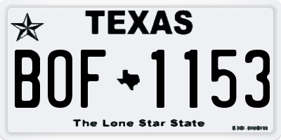 TX license plate BOF1153