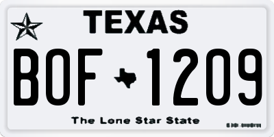 TX license plate BOF1209