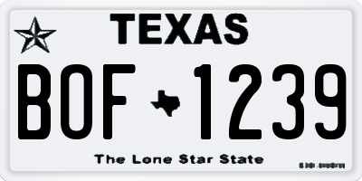 TX license plate BOF1239
