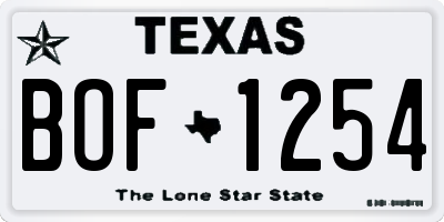 TX license plate BOF1254