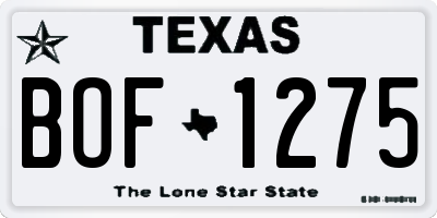 TX license plate BOF1275