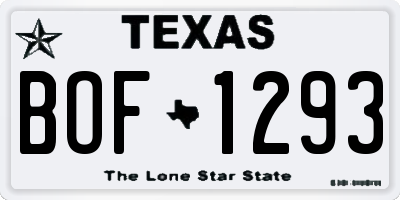 TX license plate BOF1293