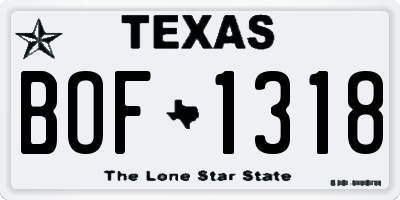 TX license plate BOF1318