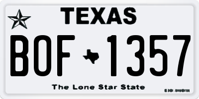 TX license plate BOF1357