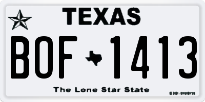 TX license plate BOF1413