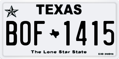 TX license plate BOF1415