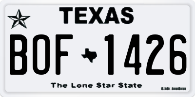 TX license plate BOF1426