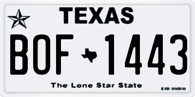 TX license plate BOF1443