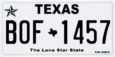 TX license plate BOF1457