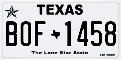TX license plate BOF1458