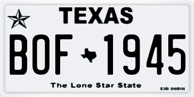 TX license plate BOF1945