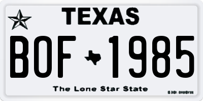 TX license plate BOF1985
