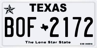 TX license plate BOF2172